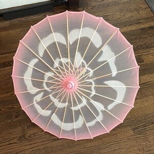 Chic Pink and White Parasol